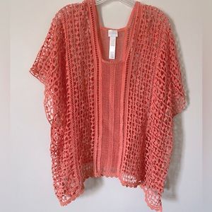 Chico’s crochet summer poncho. Size large/extra large. Color orange.